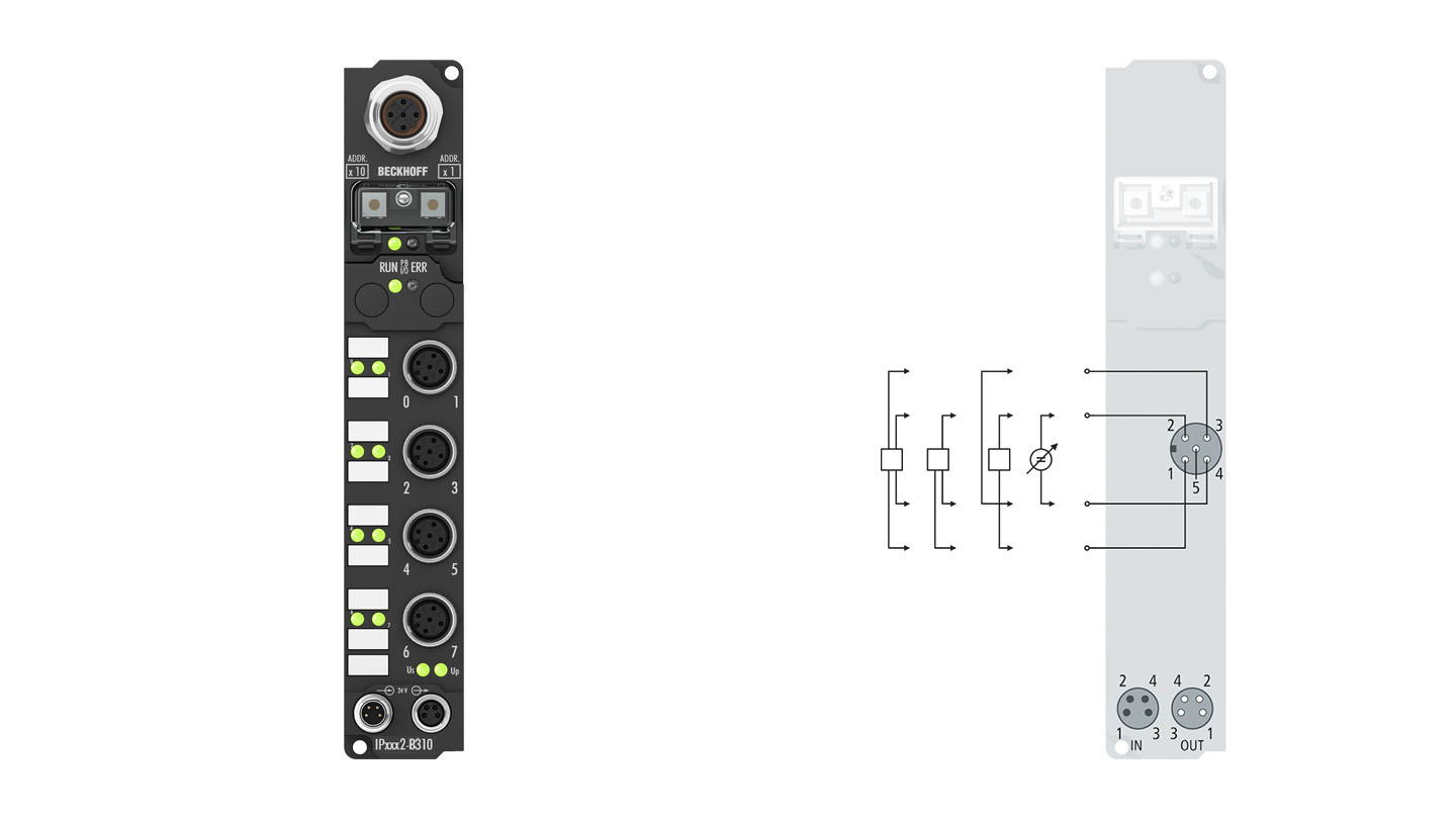 IP3102-B310 | Fieldbus Box, 4-channel analog input, PROFIBUS, voltage, ±10 V, 16 bit, differential, M12