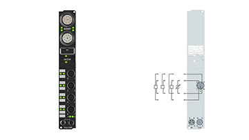 IP3102-B400 | Feldbus Box, 4-Kanal-Analog-Eingang, Interbus, Spannung, ±10 V, 16 Bit, differentiell, M12