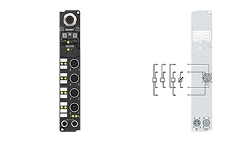 IP3112-B200 | Fieldbus Box, 4-channel analog input, Lightbus, current, 0/4…20 mA, 16 bit, differential, M12
