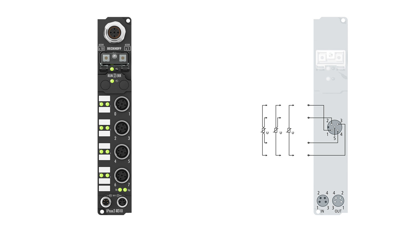 IP3202-B310 | Fieldbus Box, 4-channel analog input, PROFIBUS, temperature, RTD (Pt100), 16 bit, M12