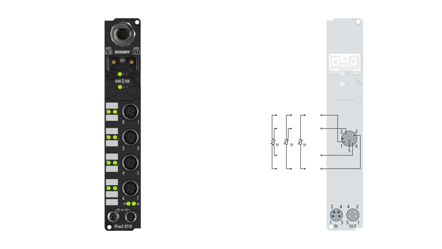 IP3202-B510 | Fieldbus Box, 4-channel analog input, CANopen, temperature, RTD (Pt100), 16 bit, M12