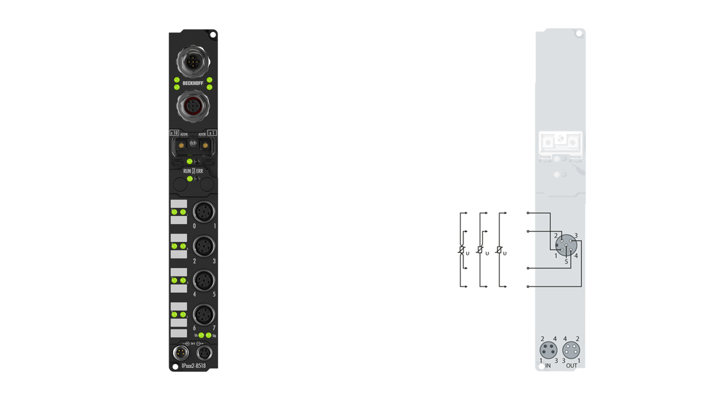 IP3202-B510 | Fieldbus Box, 4-channel analog input, CANopen, temperature, RTD (Pt100), 16 bit, M12
