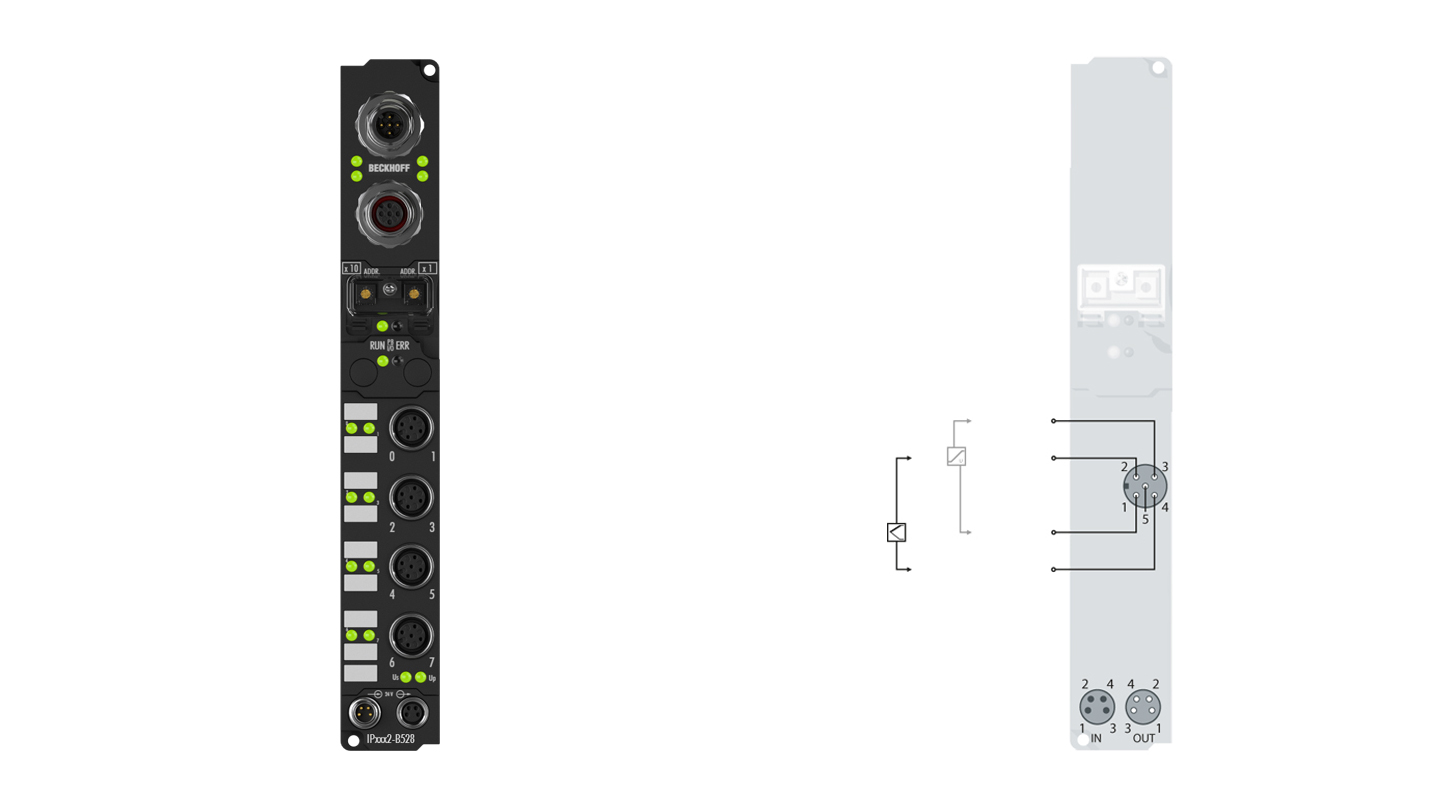 IP3312-B528 | Fieldbus Box, 4-channel analog input, DeviceNet®, temperature, thermocouple, M12, integrated T-connector