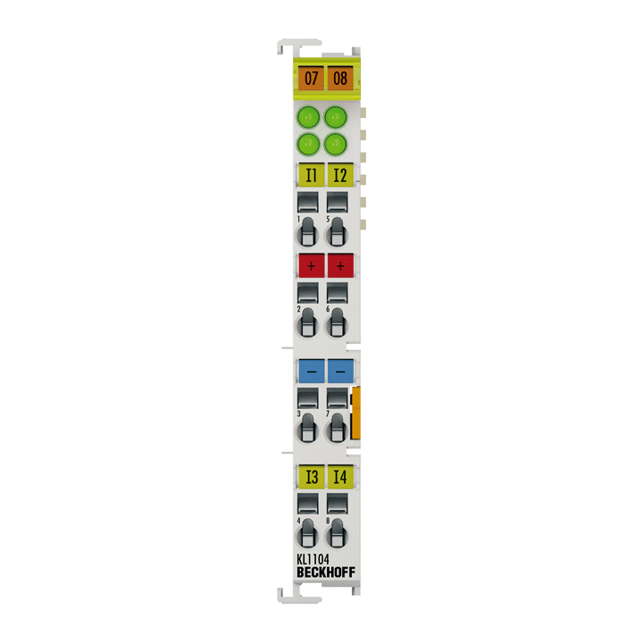 KL1104 | Busklemme, 4-Kanal-Digital-Eingang, 24 V DC, 3 ms, 2-/3-Leiteranschluss