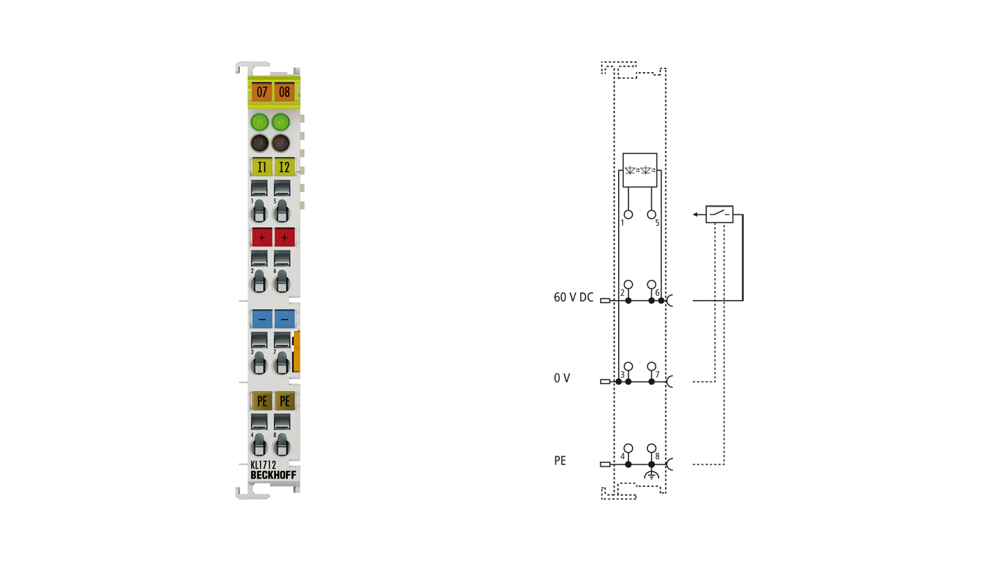 KL1712-0060 | Bus Terminal, 2-channel digital input, 60 V DC, 10 ms