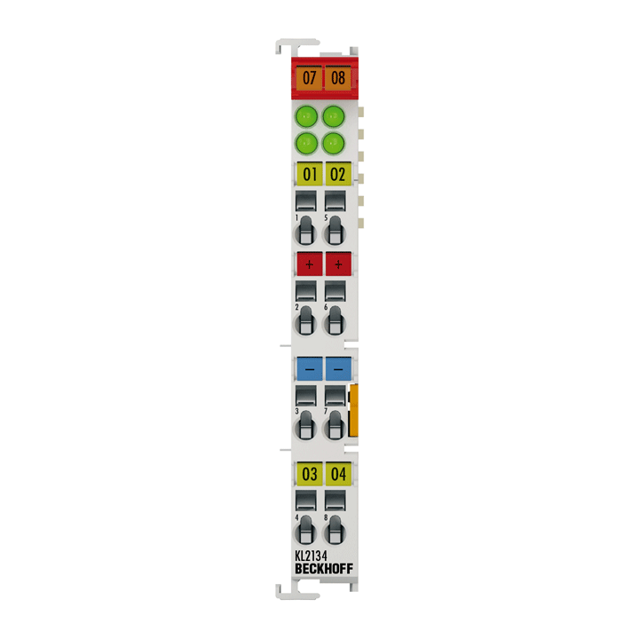 KL2134 | Bus Terminal, 4-channel digital output, 24 V DC, 0.5 A, reverse voltage protection
