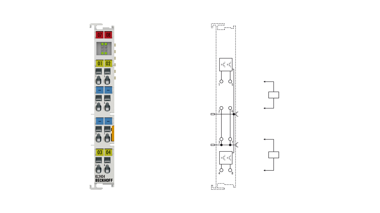 KL2404 | Busklemme, 4-Kanal-Digital-Ausgang, 24 V DC, 0,5 A, 2-Leiteranschluss