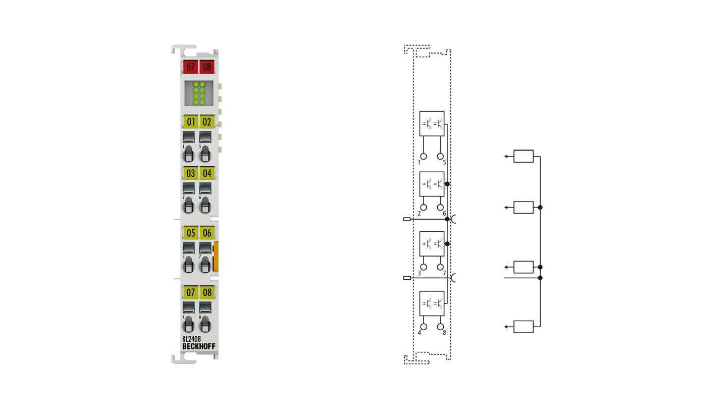 KL2408 | Busklemme, 8-Kanal-Digital-Ausgang, 24 V DC, 0,5 A, 1-Leiteranschluss