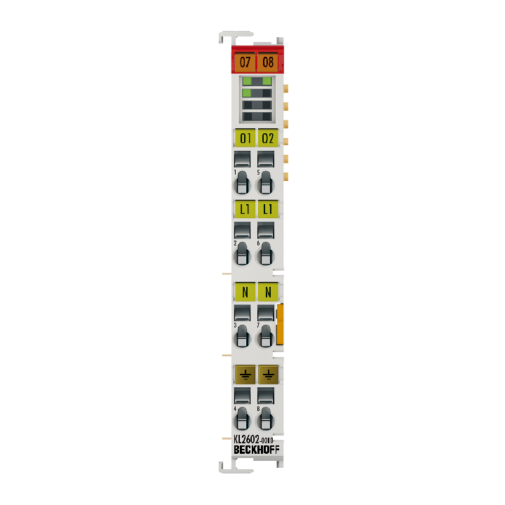 KL2602-0010 | Busklemme, 2-Kanal-Relais-Ausgang, 230 V AC, 30 V DC, 5 A, kontaktschonendes Schalten