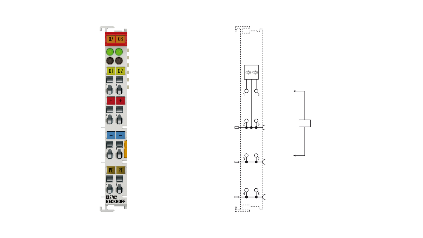 KL2702 | Busklemme, 2-Kanal-Solid-State-Relais-Ausgang, 0…230 V AC/DC, 0,3 A