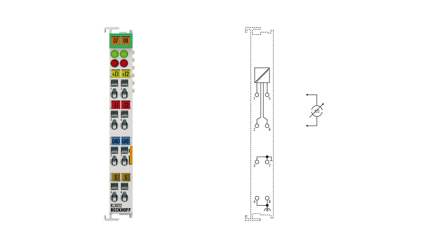KL3022 | Busklemme, 2-Kanal-Analog-Eingang, Strom, 4…20 mA, 12 Bit, differentiell