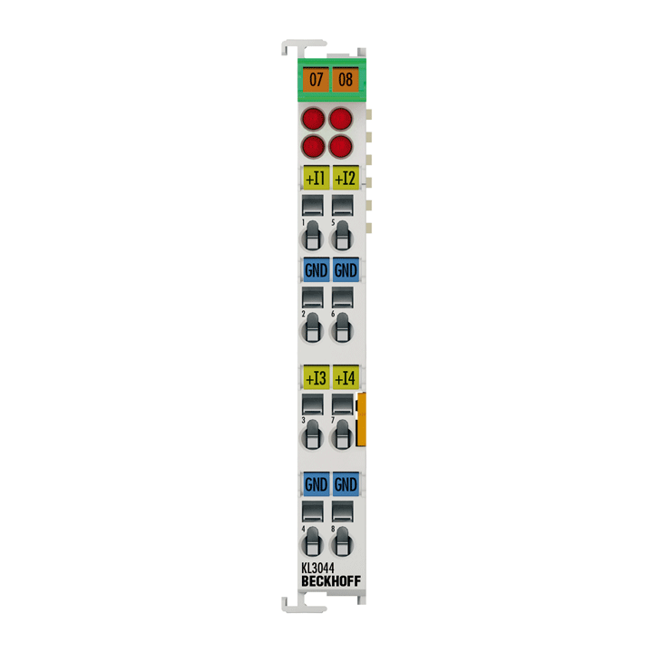 KL3044 | Busklemme, 4-Kanal-Analog-Eingang, Strom, 0…20 mA, 12 Bit, single-ended