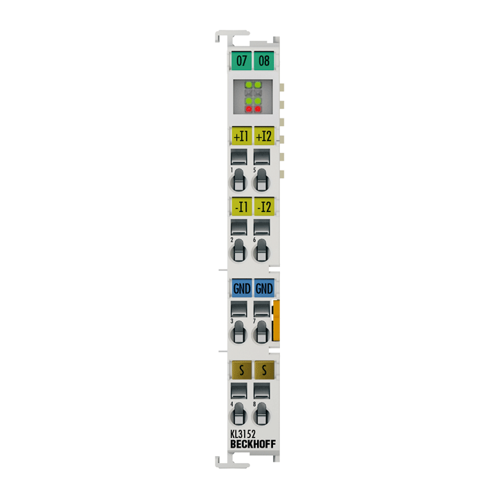KL3152 | Bus Terminal, 2-channel analog input, current, 4…20 mA, 16 bit, differential, high-precision