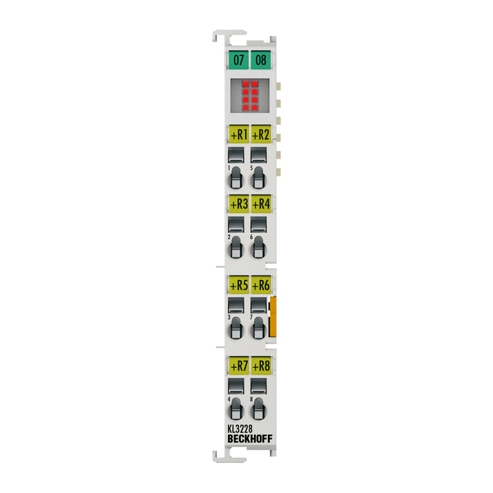 KL3228 | Bus Terminal, 8-channel analog input, temperature, RTD (Pt1000, Ni1000), 16 bit