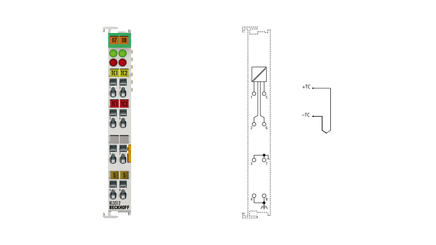 KL3312 | Busklemme, 2-Kanal-Analog-Eingang, Temperatur, Thermoelement, 16 Bit