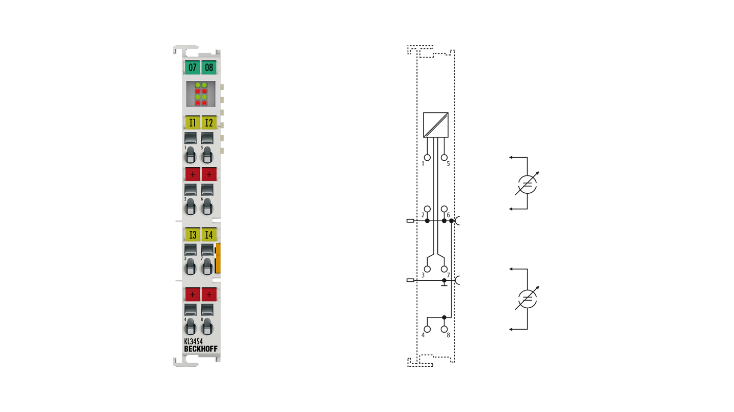 KL3454 | Busklemme, 4-Kanal-Analog-Eingang, Strom, 4…20 mA, 12 Bit, single-ended