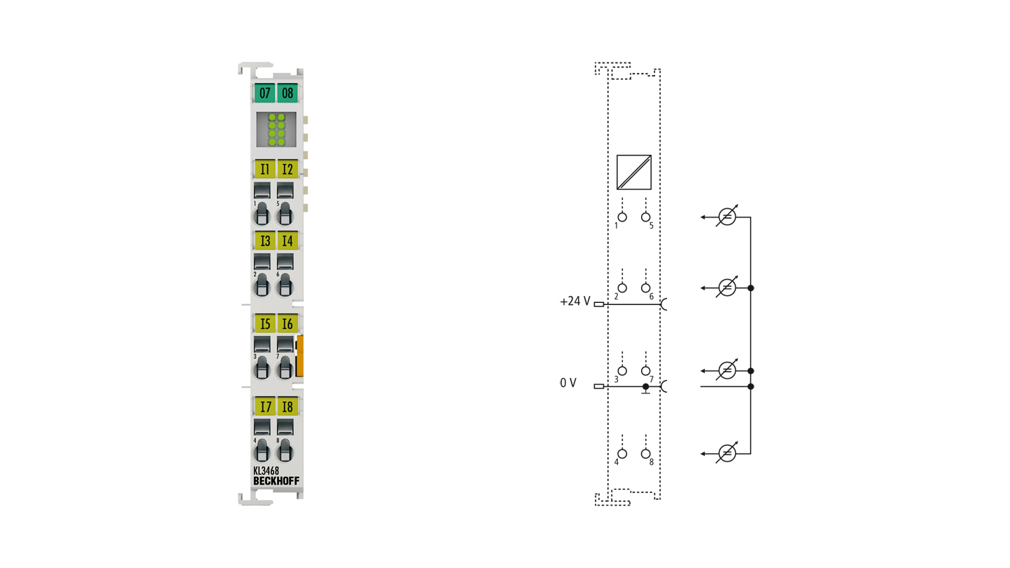 KL3468 | Bus Terminal, 8-channel analog input, voltage, 0…10 V, 12 bit, single-ended