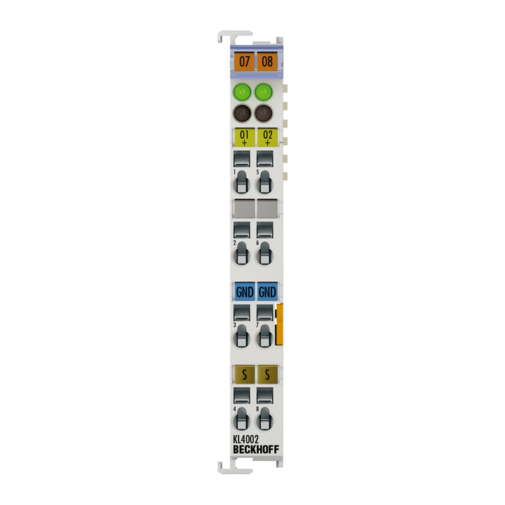 KL4002 | Bus Terminal, 2-channel analog output, voltage, 0…10 V, 12 bit, differential