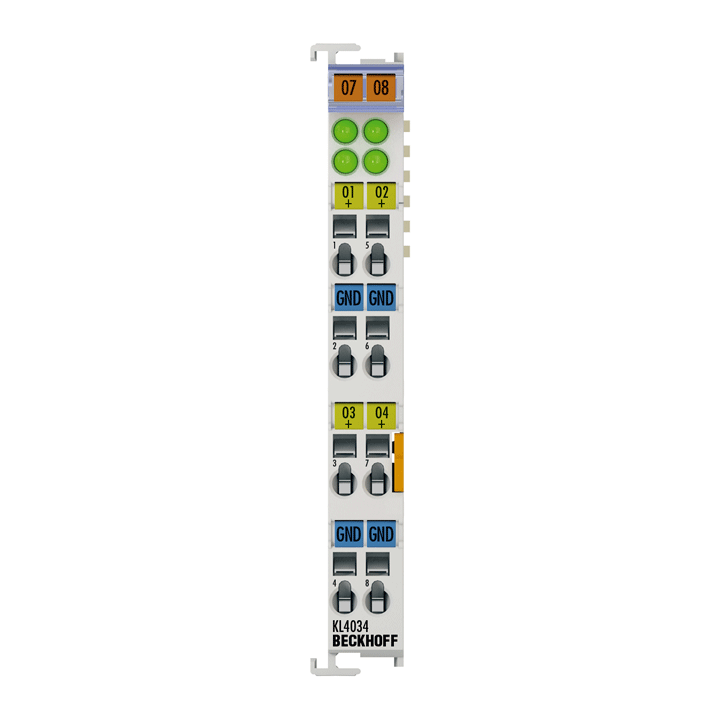 KL4034 | Bus Terminal, 4-channel analog output, voltage, ±10 V, 12 bit, differential