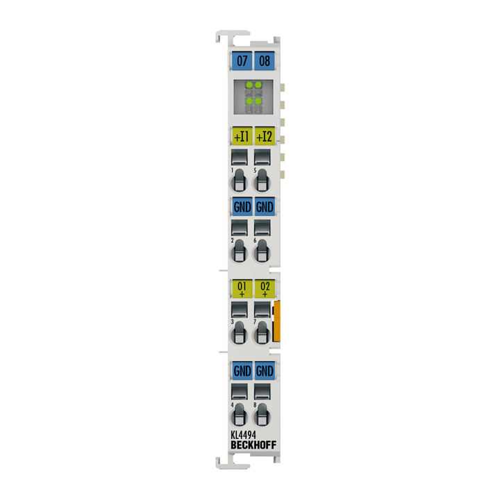 KL4494 | Busklemme, 2-Kanal-Analog-Eingang + 2-Kanal-Analog-Ausgang, Spannung, ±10 V, 12 Bit, single-ended