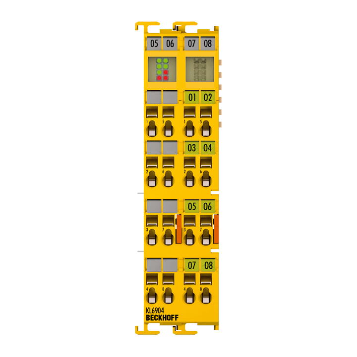 KL6904 | Bus Terminal, communication interface + 4-port digital output, 24 V DC, 0.5 A, TwinSAFE Logic