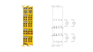 KL6904 | Bus Terminal, communication interface + 4-port digital output, 24 V DC, 0.5 A, TwinSAFE Logic