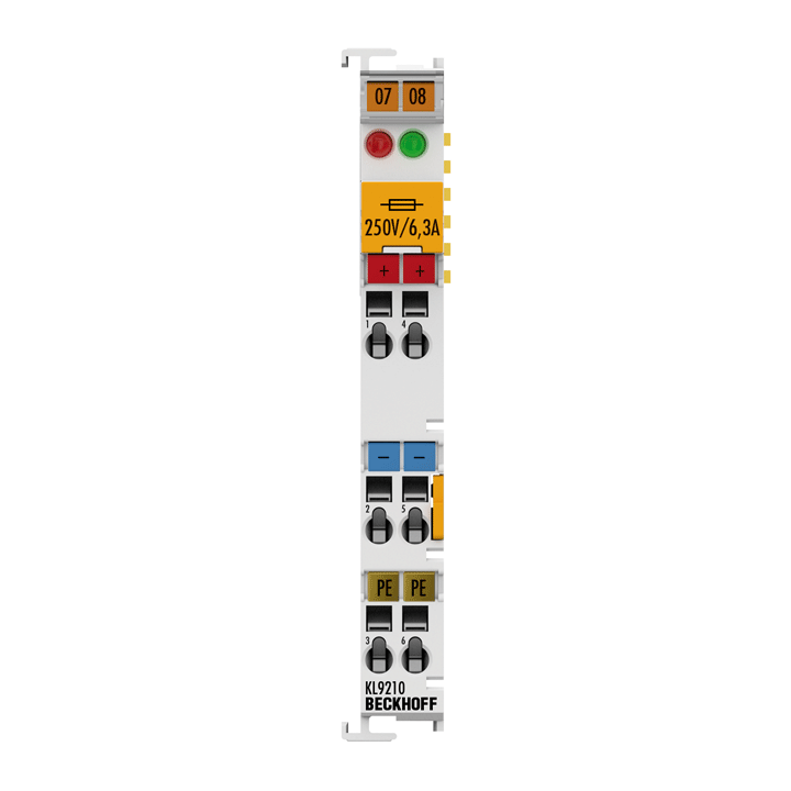 KL9210 | Potential supply terminal, 24 V DC, with diagnostics and fuse