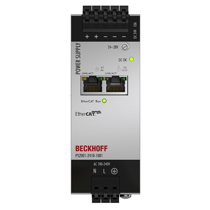 PS2001-2410-1001 | Stromversorgung PS2000; mit EtherCAT, Ausgang: 24 V DC, 10 A; Eingang: AC 100…240 V/DC 110…150 V, 1-phasig