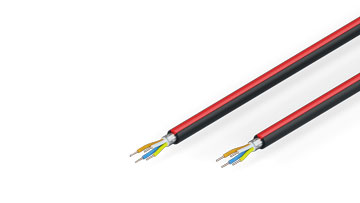 ZB7000 | EtherCAT P cable, shielded, PUR, drag-chain suitable, 1 x 4 x AWG22/7, black with red stripe, OD = 6.5 mm (±0.2 mm)