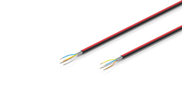 ZB7001 | EtherCAT P cable, shielded, PUR, drag-chain suitable, 1 x 4 x AWG24/7, black with red stripe, OD = 5.2 mm (±0.2 mm)