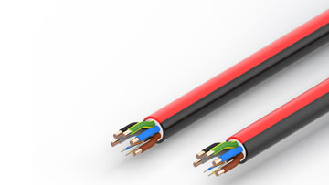 ZB7400-xxxx | EtherCAT P cable, no overall shield, PUR, drag-chain suitable, 5 G 16 mm² + (1 x 4 x AWG22), black with red stripe, OD = 24.0 mm (±0.2 mm)