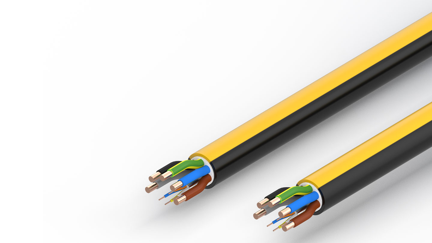 ZB7401-xxxx | EtherCAT/Ethernet cable, no complete shield, PUR, drag-chain suitable, 5 G 16 mm² + (1 x 4 x AWG22), black with yellow stripe, OD = 24.0 mm (±0.2 mm)