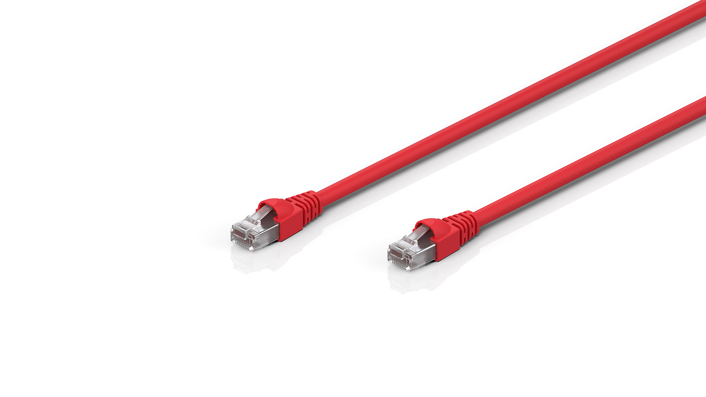 ZK1090-0101-1xxx | Kabel für die K-Bus-Verlängerung mit zwei RJ45-Steckern an beiden Enden, rot, Ethernet-Kabel STP