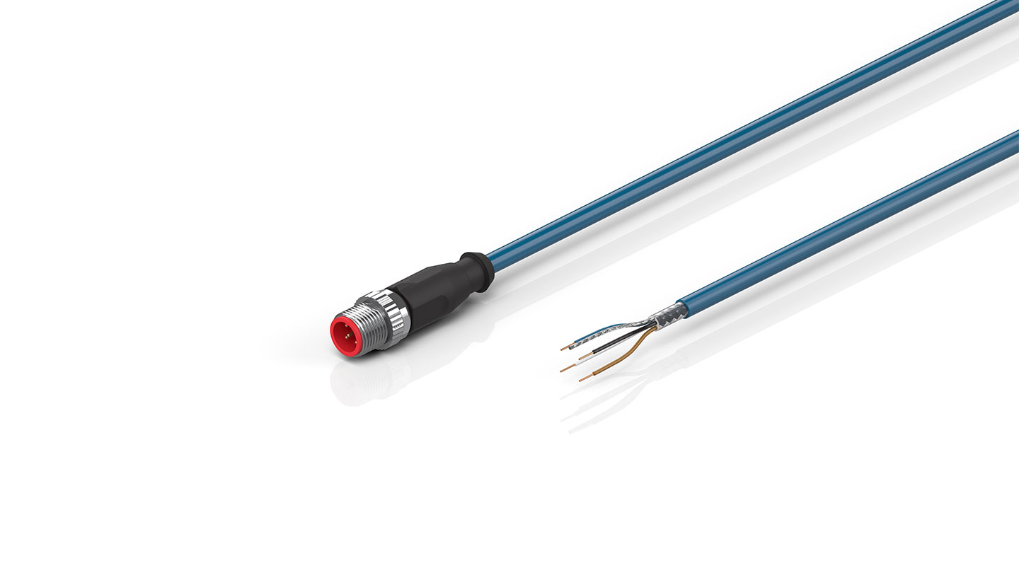 ZK2000-5100-Axxx | Sensor cable, shielded, blue, PUR, 4 x 0.34 mm² + strand, drag-chain suitable