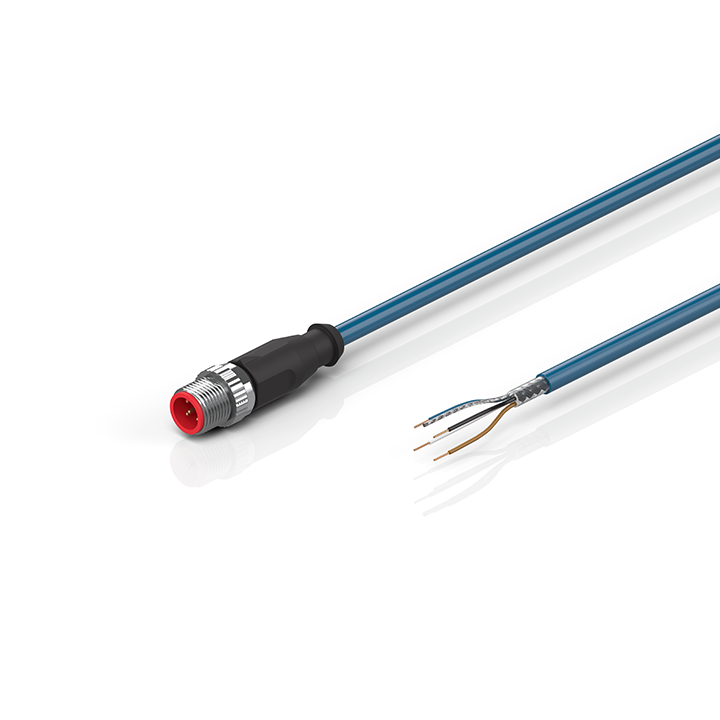 ZK2000-5100-Axxx | Sensor cable, shielded, blue, PUR, 4 x 0.34 mm² + strand, drag-chain suitable