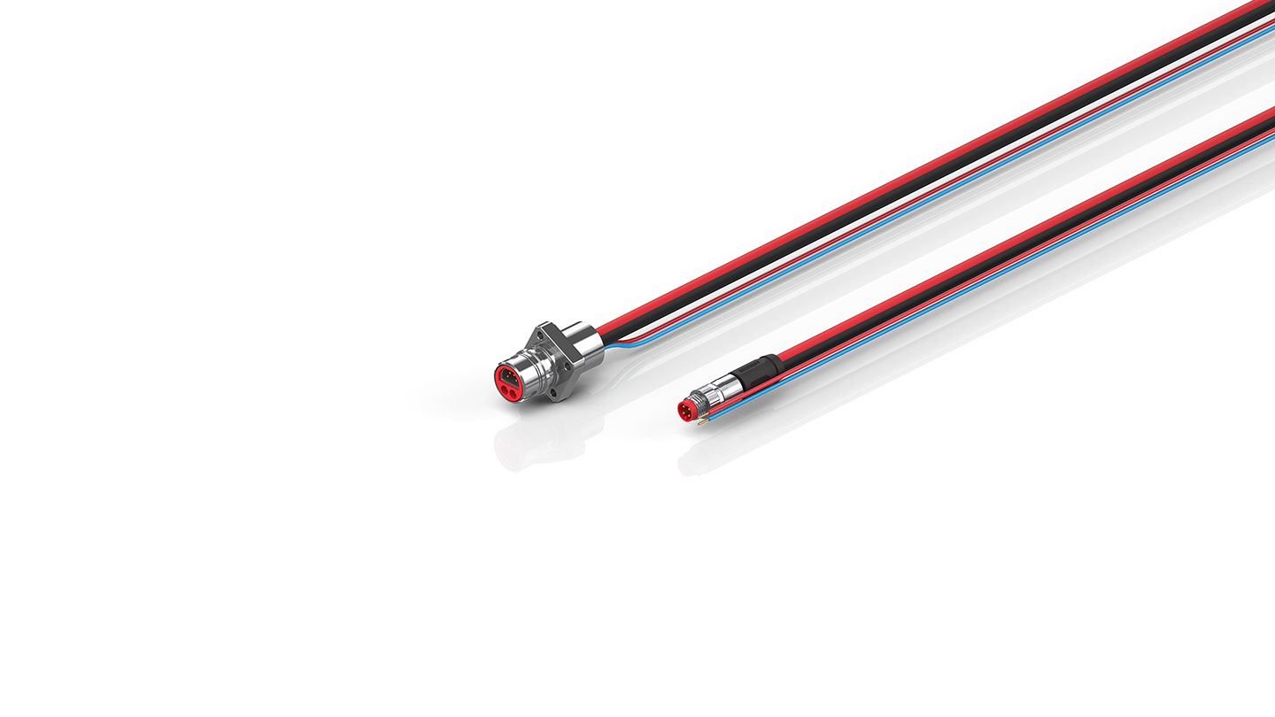 ZK7102-AB00-0xxx | B12, ECP cable, PUR, 2 x 0.75 mm² + (1 x 4 x AWG22), drag chain suitable, key 1 (24 V DC)