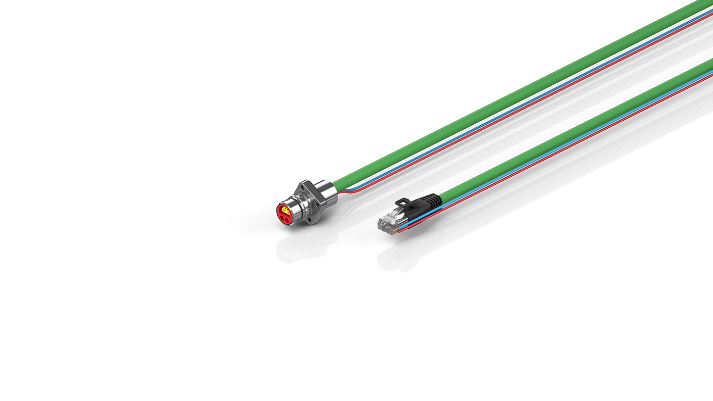 ZK7102-AB00-Axxx | B12, ENP cable, PUR, 2 x 0.75 mm² + (1 x 4 x AWG22), drag chain suitable, key 1 (24 V DC)