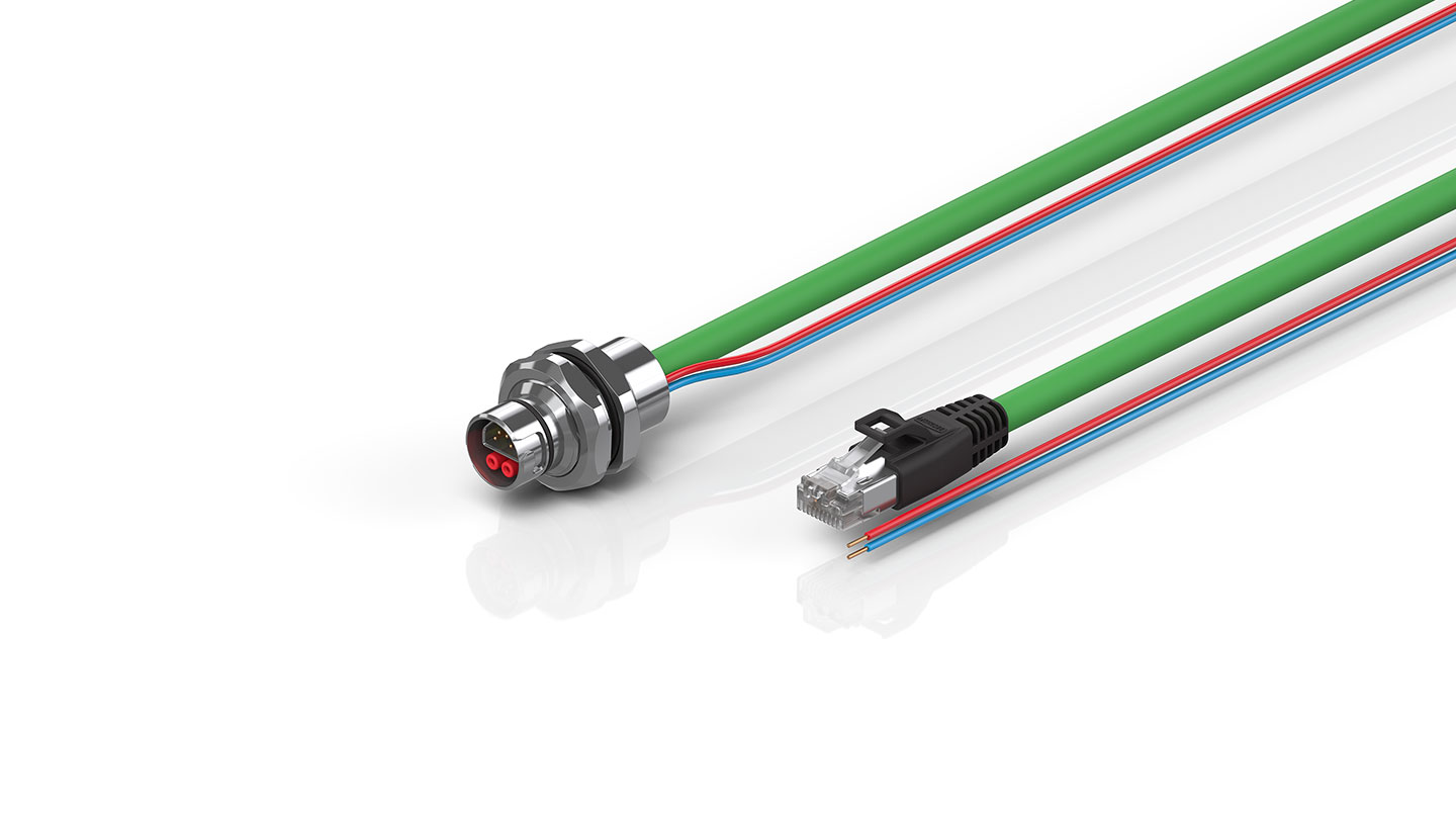 ZK7102-AC00-Axxx | B12, ENP cable, PUR, 2 x 0.75 mm² + (1 x 4 x AWG22), drag chain suitable, key 1 (24 V DC)