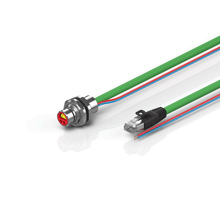 ZK7102-AD00-Axxx | B12, ENP cable, PUR, 2 x 0.75 mm² + (1 x 4 x AWG22), drag chain suitable, key 1 (24 V DC)