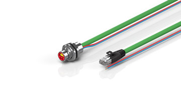ZK7102-AD00-Axxx | B12, ENP cable, PUR, 2 x 0.75 mm² + (1 x 4 x AWG22), drag chain suitable, key 1 (24 V DC)