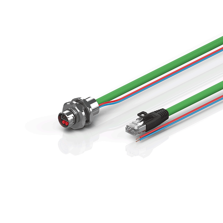 ZK7102-AE00-Axxx | B12, ENP cable, PUR, 2 x 0.75 mm² + (1 x 4 x AWG22), drag chain suitable, key 1 (24 V DC)