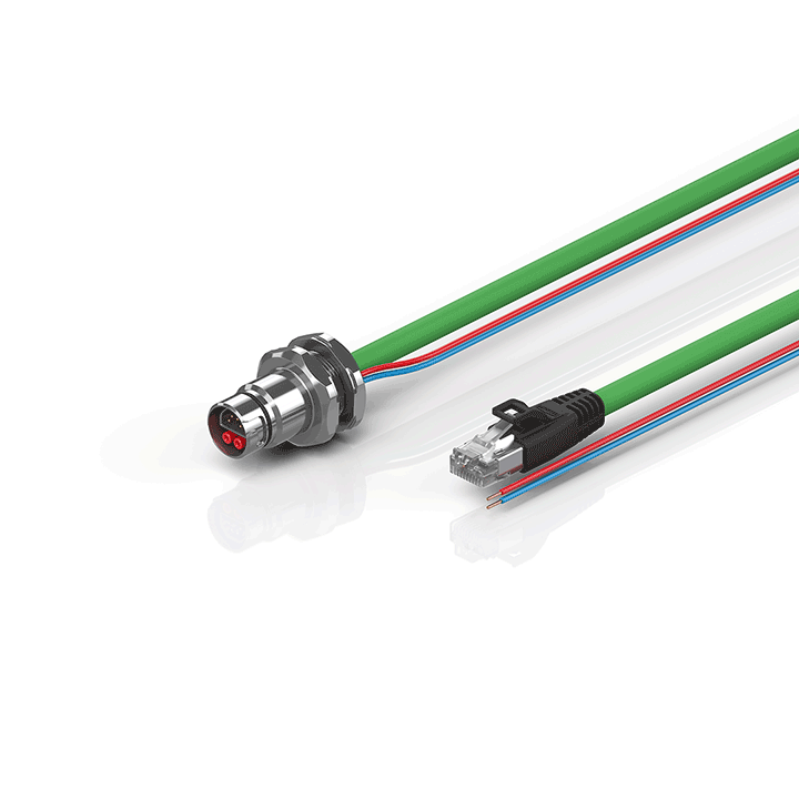ZK7102-BI00-Axxx | B12, ENP cable, PUR, 2 x 0.75 mm² + (1 x 4 x AWG22), drag chain suitable, key 1 (24 V DC)