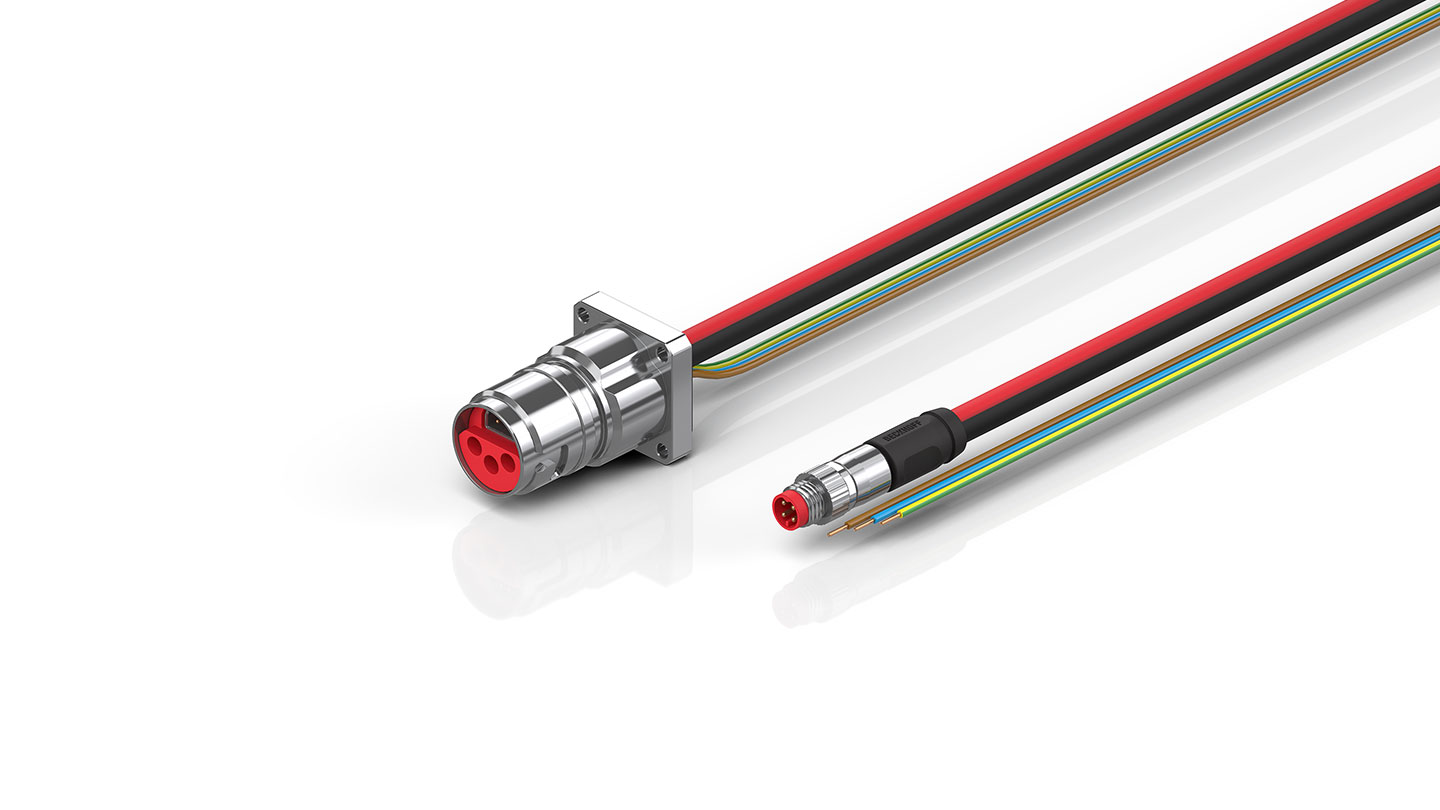ZK7206-BL00-0xxx | ECP cable, pre-assembled, PUR, 3 G 1.5 mm² + (1 x 4 x AWG22), drag chain suitable, mechanical coding 1