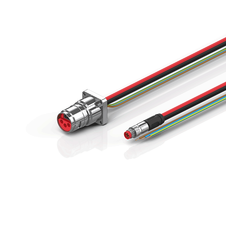 ZK7206-BL00-0xxx | ECP cable, pre-assembled, PUR, 3 G 1.5 mm² + (1 x 4 x AWG22), drag chain suitable, mechanical coding 1