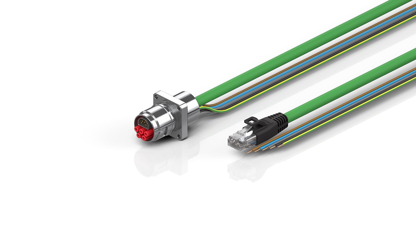 ZK7208-AS00-Axxx | B17, ENP cable, PUR, 5 G 1.5 mm² + (1 x 4 x AWG22), drag chain suitable, (2 x 24 V DC + PE)