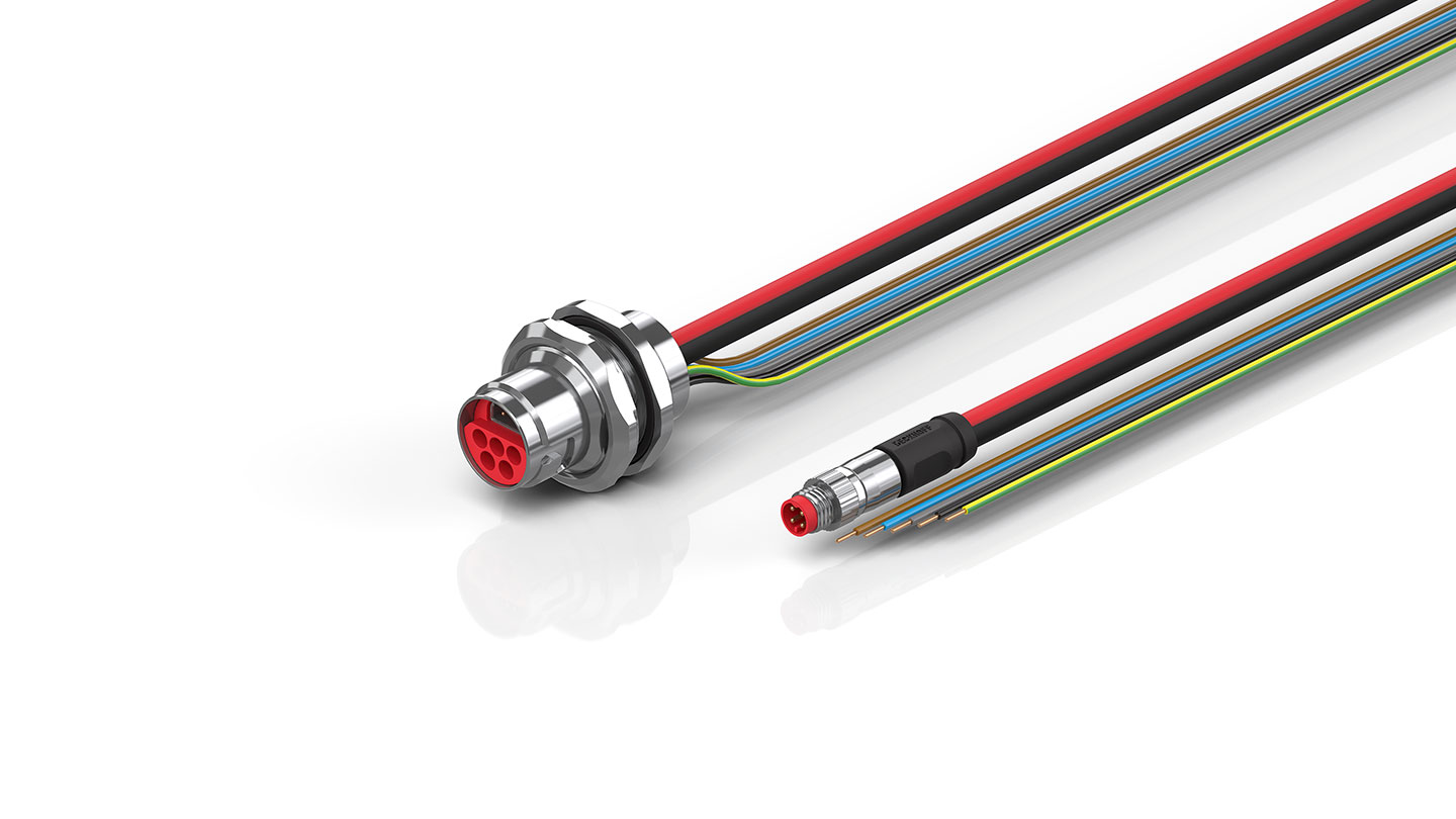 ZK7208-AV00-0xxx | B17, ECP cable, PUR, 5 G 1.5 mm² + (1 x 4 x AWG22), drag chain suitable, key 1 (2 x 24 V DC + PE)