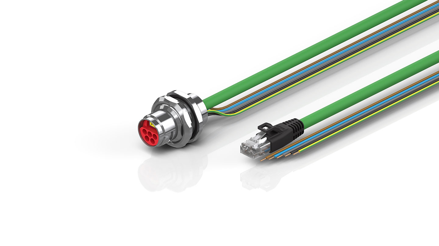 ZK7208-AV00-Axxx | B17, ENP cable, PUR, 5 G 1.5 mm² + (1 x 4 x AWG22), drag chain suitable, key 1 (2 x 24 V DC + PE)