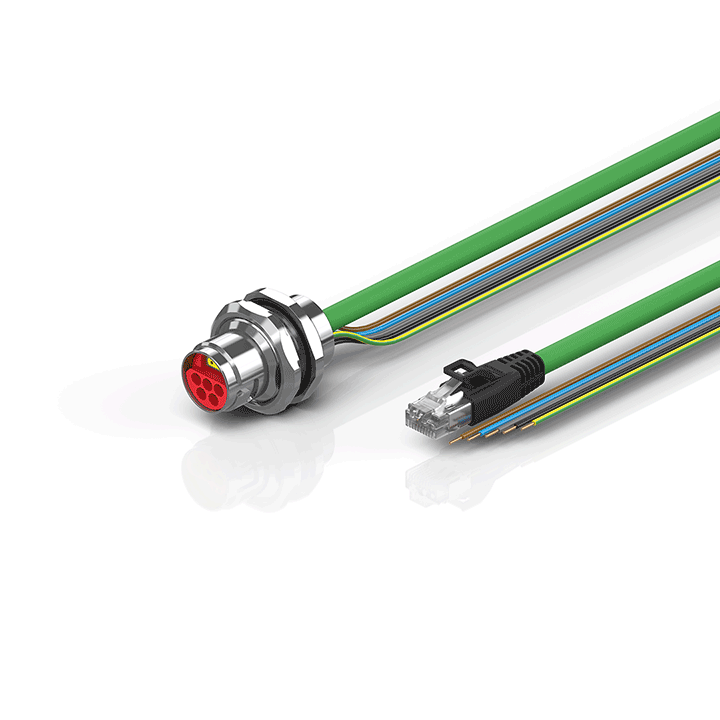 ZK7208-AV00-Axxx | B17, ENP cable, PUR, 5 G 1.5 mm² + (1 x 4 x AWG22), drag chain suitable, key 1 (2 x 24 V DC + PE)