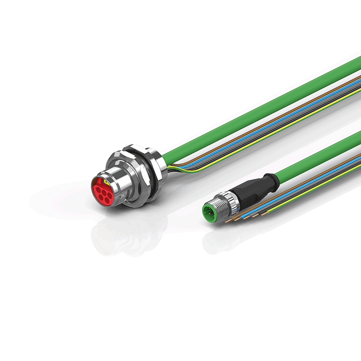 ZK7208-AV53-Axxx | B17, ENP cable, PUR, 5 G 1.5 mm² + (1 x 4 x AWG22), drag chain suitable, key 1 (2 x 24 V DC + PE)