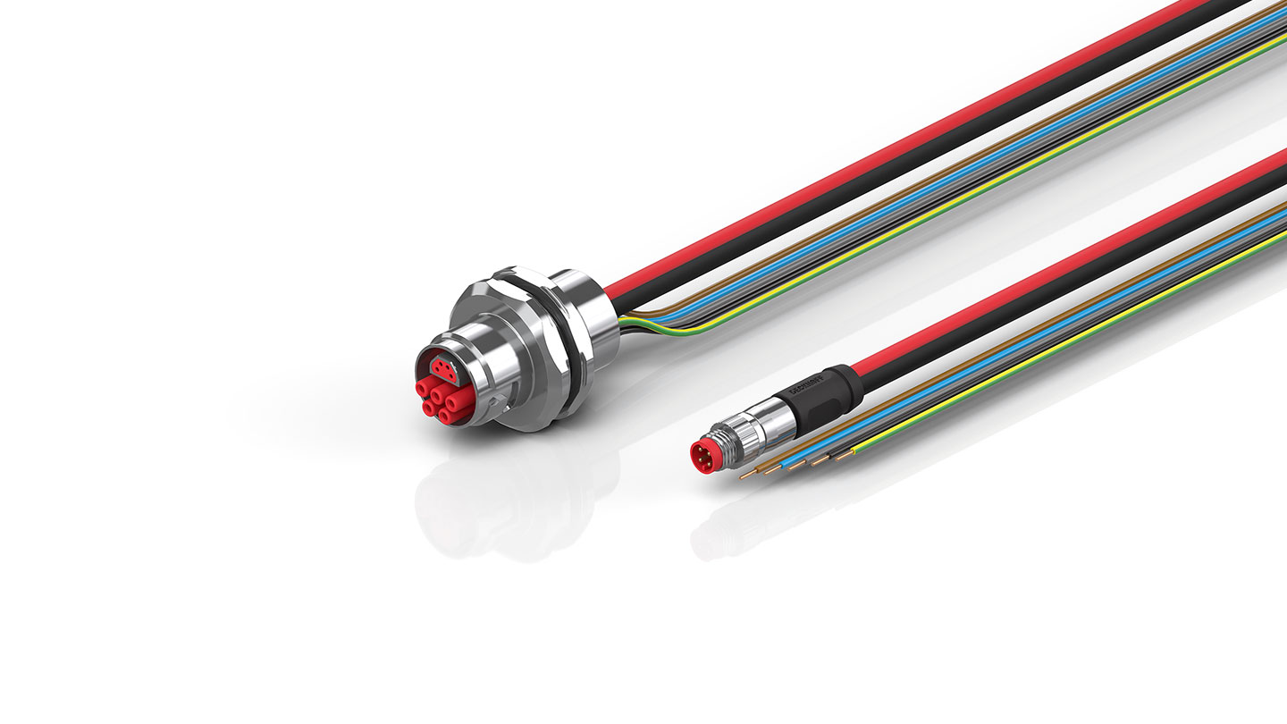 ZK7208-AW00-0xxx | B17, ECP cable, PUR, 5 G 1.5 mm² + (1 x 4 x AWG22), drag chain suitable, key 1 (2 x 24 V DC + PE)
